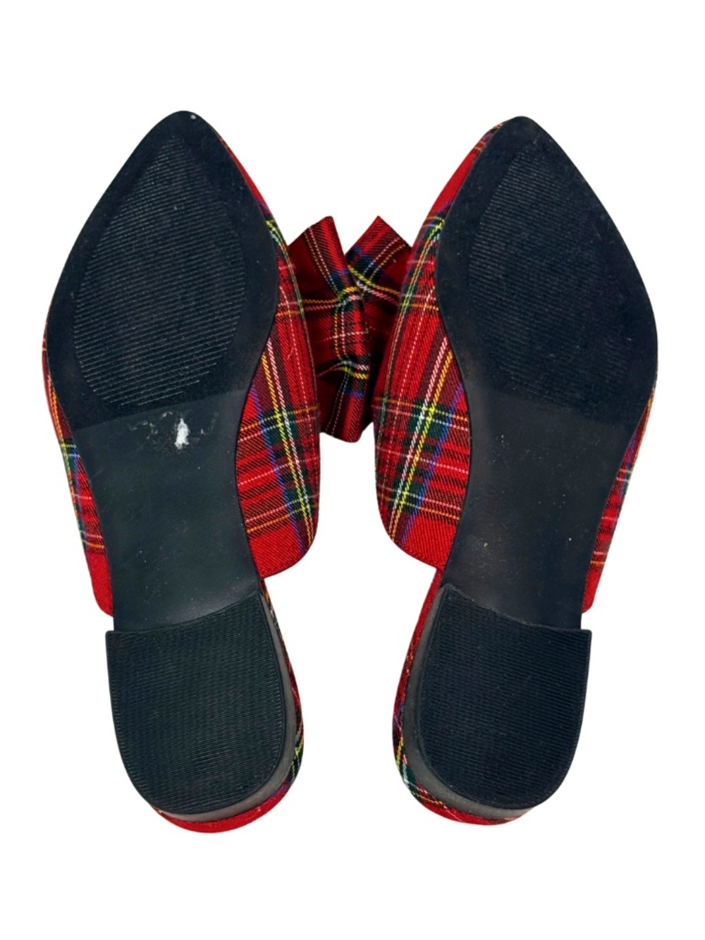 Isaac Mizrahi New York Aubree Sz 7.5 Red Tartan Plaid Bow Mule Slides - Picture 6 of 6